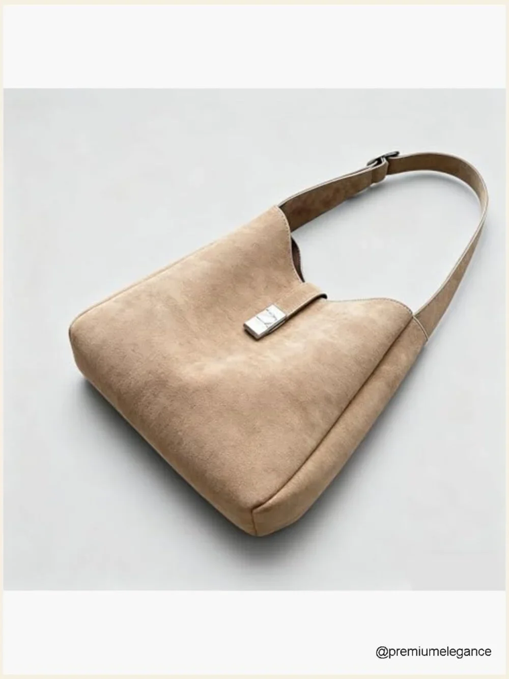Vintage Suede Slouchy Hobo Shoulder Bag with Pouch Retro Purse